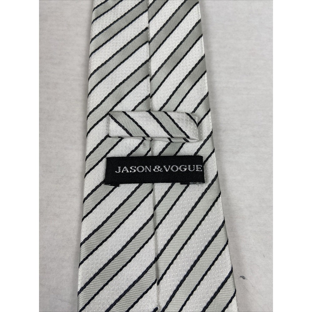 Jason & Vogue White/ Silver Striped Men's Tie